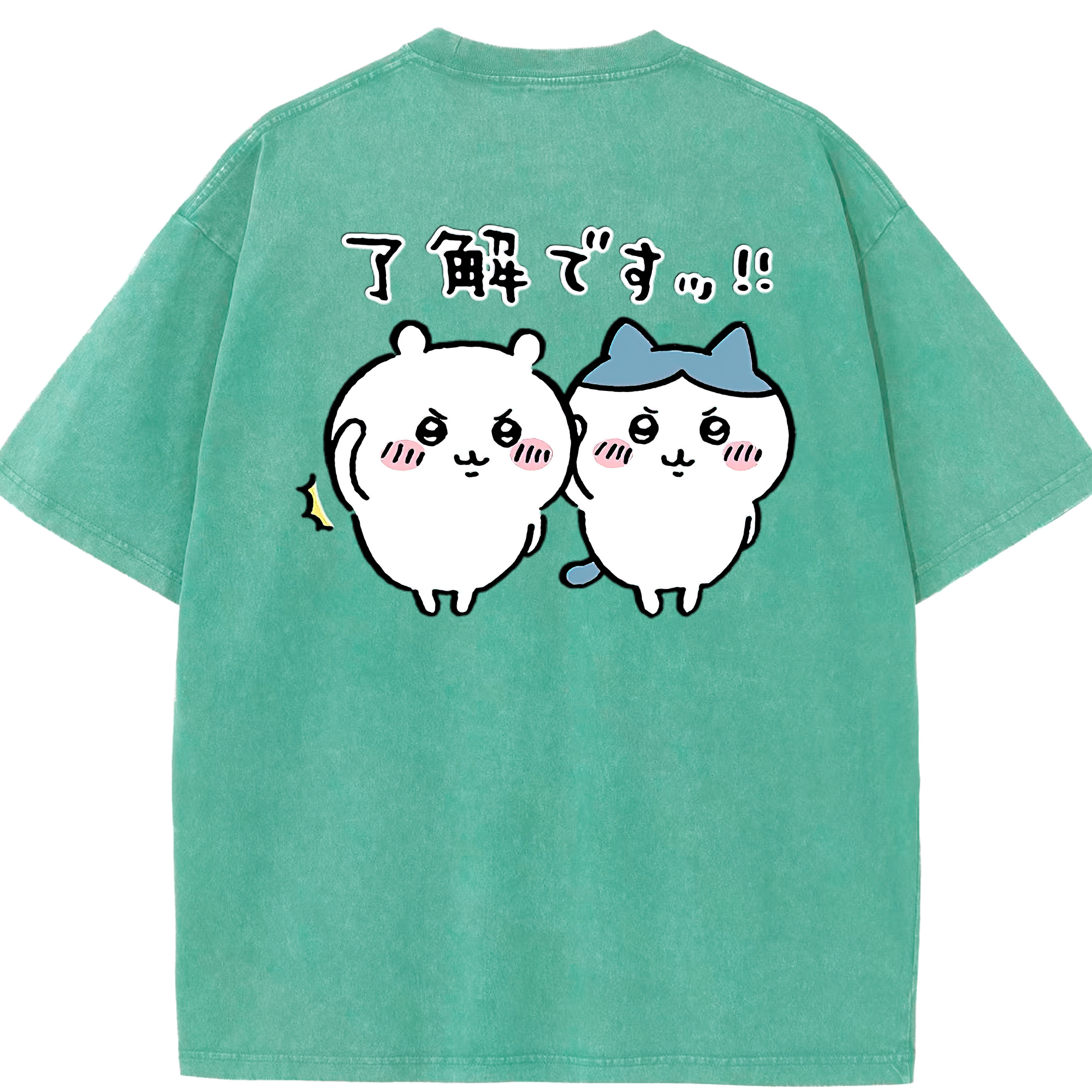 （画像用） ちいかわ ハチワレ Chii-kawa hachiware 綿100% ヴィンテージ風 半袖Tシャツ（背面プリント）
